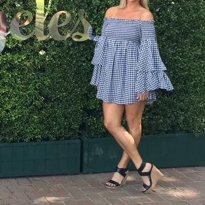 Off the shoulder gingham dress
